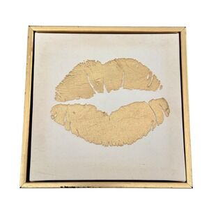Target Framed Gold Lip Print Canvas Metallic Kiss Art Wall Decor Glam Gift